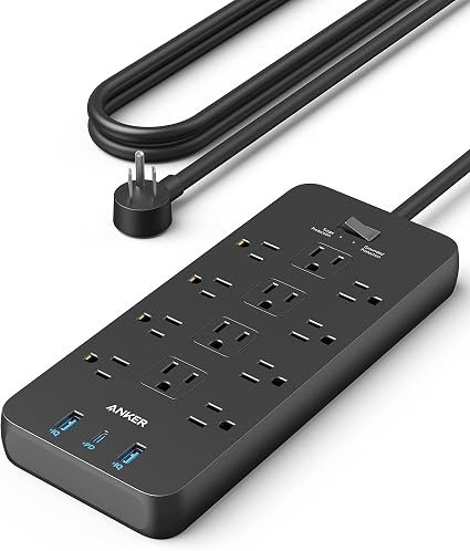 Anker Power Strip, 12 AC + 20W USB-C, 2100J