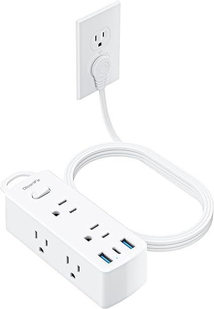Olcorife Flat Plug Power Strip, 6 Outlets + 3 USB